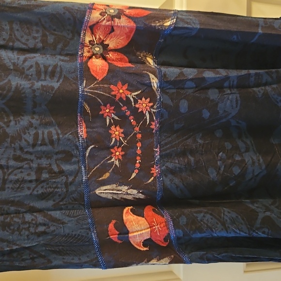 Desigual | Black & Navy Floral Drop Waist Dress | Size M | Artsy, Boho, Y2K - Picture 6 of 10